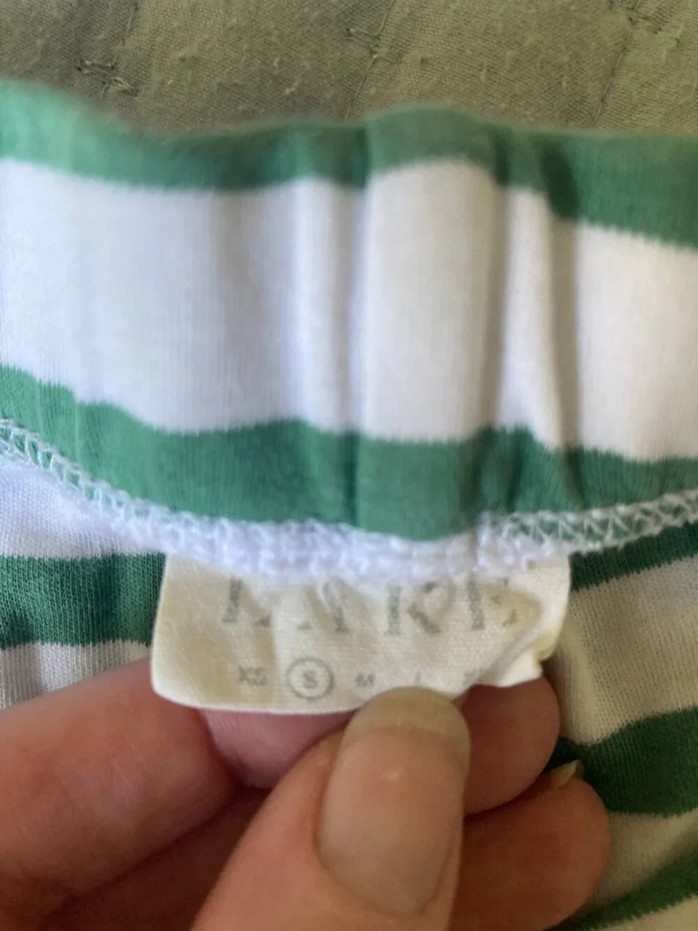 Lake Pajama Bottoms Green Stripe Size S Pima Cotton